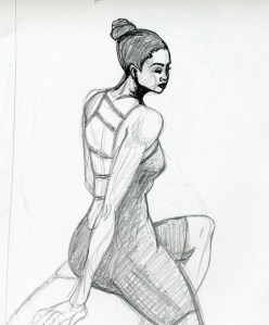 Sketch of model Taneisha Shaw, first round ten minute pose.